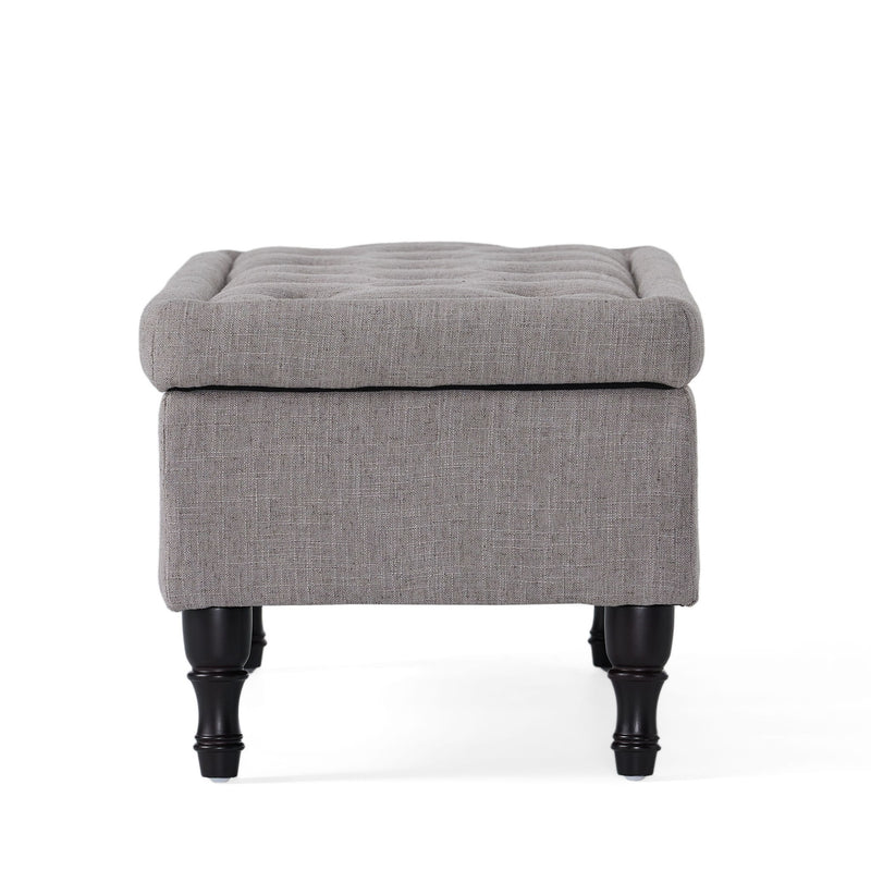Dean - Fabric Storage Wide Tufted Rectangle Ottoman - Gray - R&R Furniture Gallery (Fountain Valley, CA)