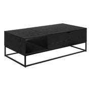 8th Street black coffee table with lift-top and storage, modern living room accent with sleek design and functional surface.