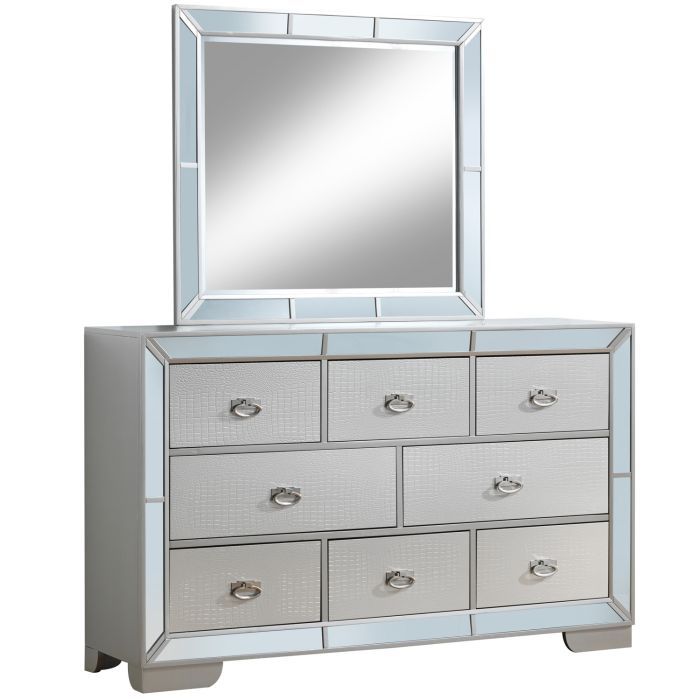 Contemporary storage dresser by Glory Furniture with sleek wood finish and multiple drawers for organized bedroom storage.