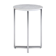 Marsden - Side Table With Polished Base - White / Silver - R&R Furniture Gallery (Fountain Valley, CA)