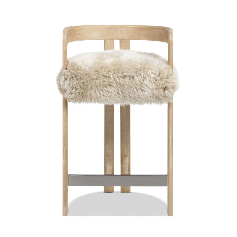 Jennifer Taylor Home Millwick low back counter stool with wooden legs and upholstered seat at 24-27 inch height.