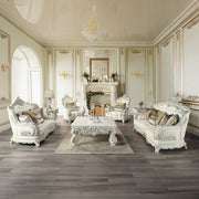 Adara - Sofa With 7 Pillows - Pearl White Synthetic Leather & Antique White - R&R Furniture Gallery (Fountain Valley, CA)