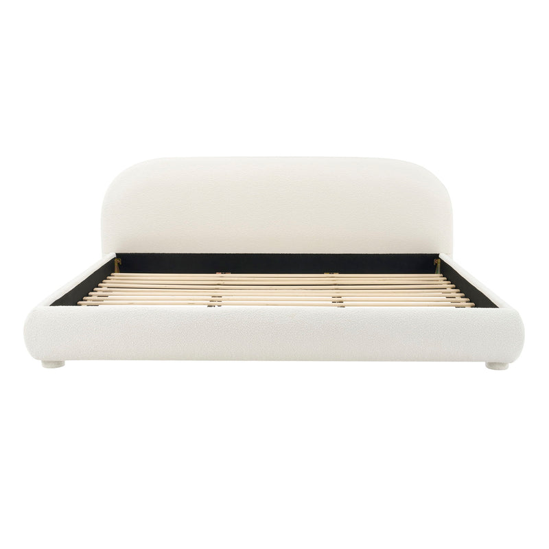 Upholstered Simple Modern Bedroom Bed With Curved Headboard - R&R Furniture Gallery (Fountain Valley, CA)