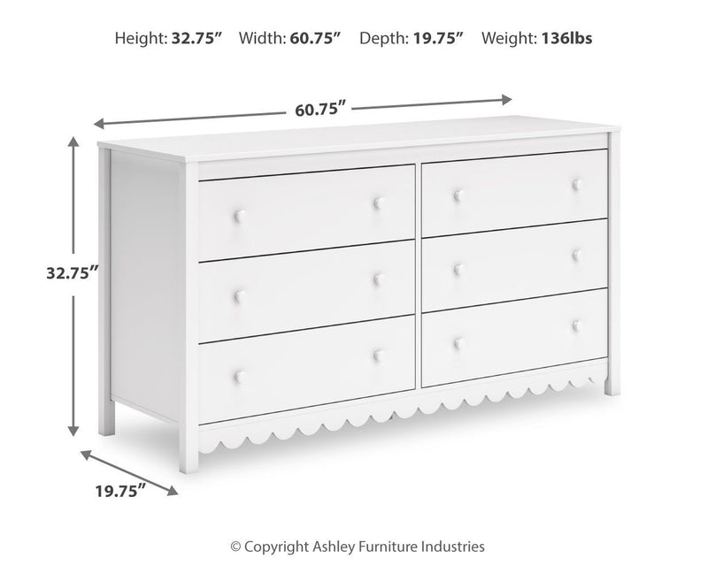 Hallityn - Six Drawer Dresser - White - R&R Furniture Gallery (Fountain Valley, CA)