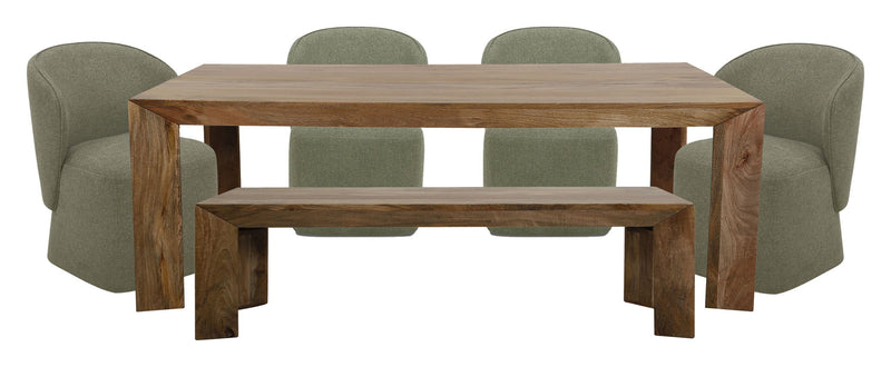 Crossings - Downtown Rectangular Dining Table With 4 Upholstered Chairs - Amber - R&R Furniture Gallery (Fountain Valley, CA)
