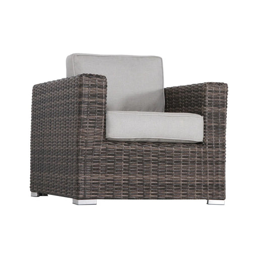 Outdoor Rattan Wicker Seating Set With Cushions 2 Person Patio Furniture - Espresso / Gray - R&R Furniture Gallery (Fountain Valley, CA)