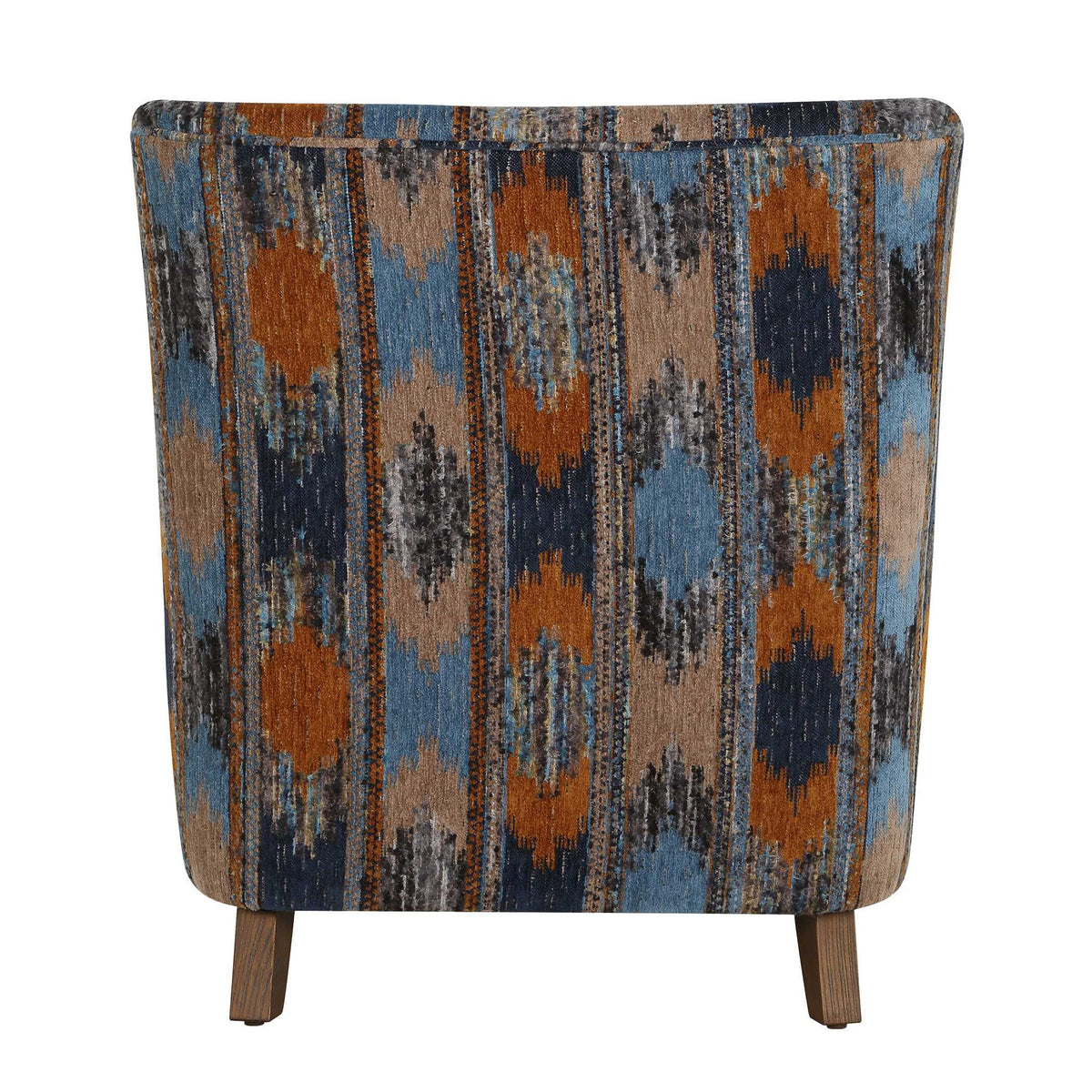 Lainey - Upholstered Ikat Armchair - Blue / Brown / Orange