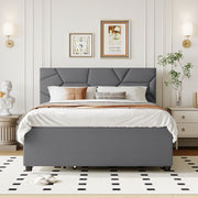 Upholstered Platform Bed With Brick Pattern Headboard And Twin Long Size Trundle - R&R Furniture Gallery (Fountain Valley, CA)