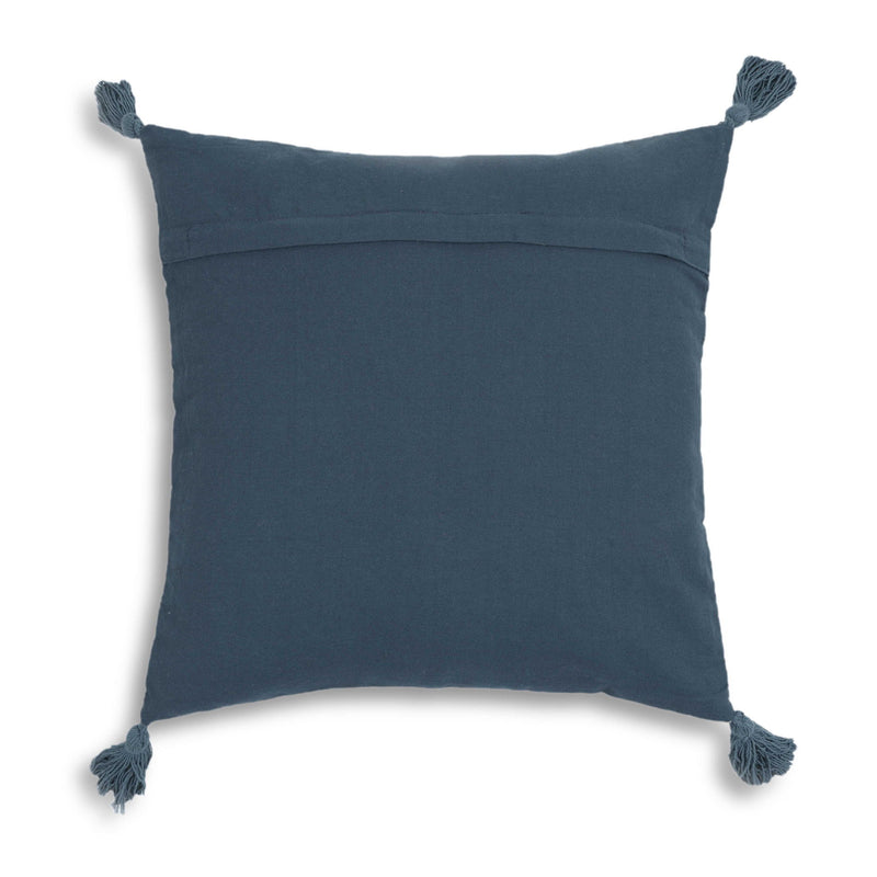 Blossom - 20" Printed Cotton Tassel Accent Cushion - Blue - R&R Furniture Gallery (Fountain Valley, CA)