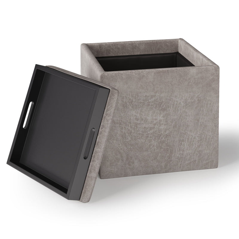 Rockwood - Upholstered Cube Storage Ottoman With Tray - R&R Furniture Gallery (Fountain Valley, CA)