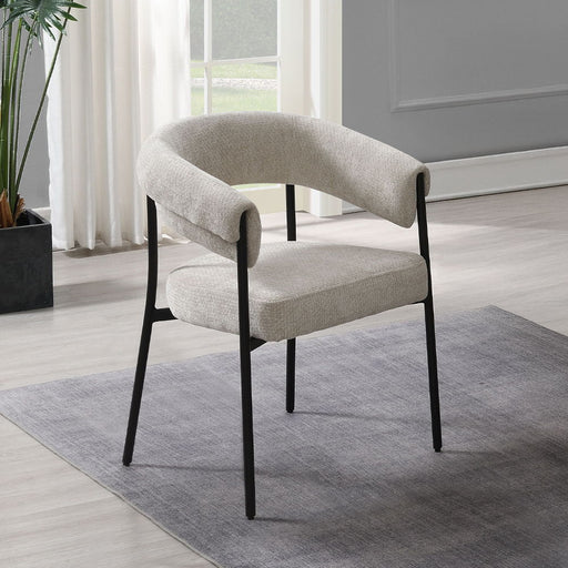 Jirina - Chenille Arm Chair (Set of 2) - Beige & Black - R&R Furniture Gallery (Fountain Valley, CA)