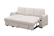 Ashlyn II - 84"W Woven Fabric Reversible Sleeper Sectional Sofa with Storage Chaise - R&R Furniture Gallery (Fountain Valley, CA)
