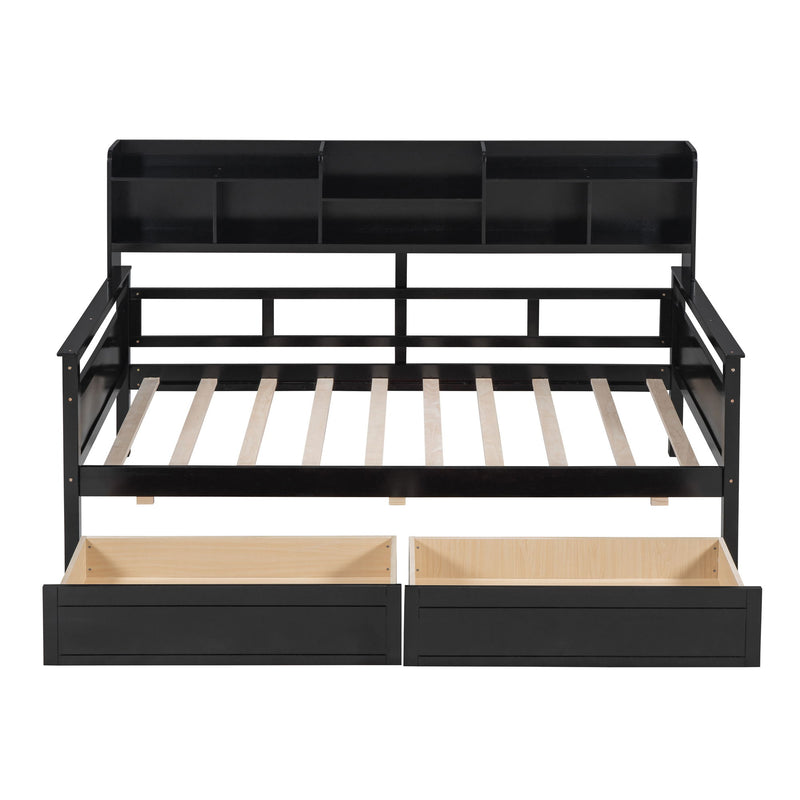 Daybed, Slat Support, With Bedside Shelves And 2 Drawers - R&R Furniture Gallery (Fountain Valley, CA)