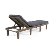 Noble House Ariana wood chaise lounge with cushion, showcasing a sleek, modern design and comfortable seating.