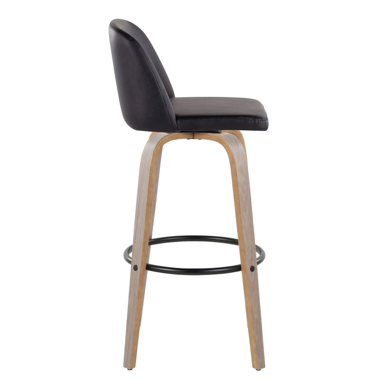 Lumi Source Toriano fixed height contemporary barstools with swivel and round footrest, set of 2, featuring sleek modern design
