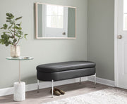 Lumi Source Chloe contemporary glam storage bench with plush upholstered top and wooden legs, ideal for living room decor.