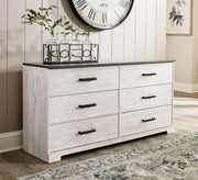 Shawburn - Six Drawer Dresser - Pewter-tone pulls - White / Black / Gray - R&R Furniture Gallery (Fountain Valley, CA)