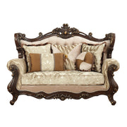 Shalisa - Loveseat With 5 Pillows (Same Lv01586) - Fabric & Walnut - R&R Furniture Gallery (Fountain Valley, CA)
