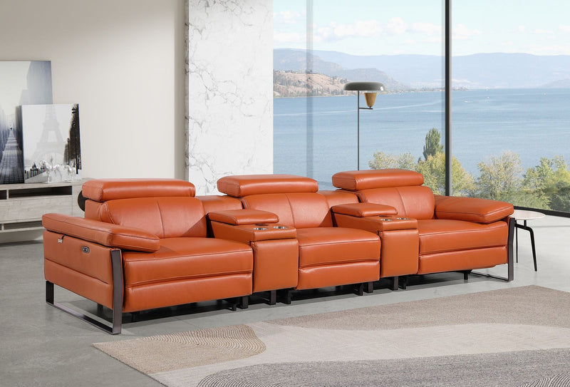 1246 - Modular Power Triple Reclining Dual Console Sofa With Power Reclining Headrests - R&R Furniture Gallery (Fountain Valley, CA)