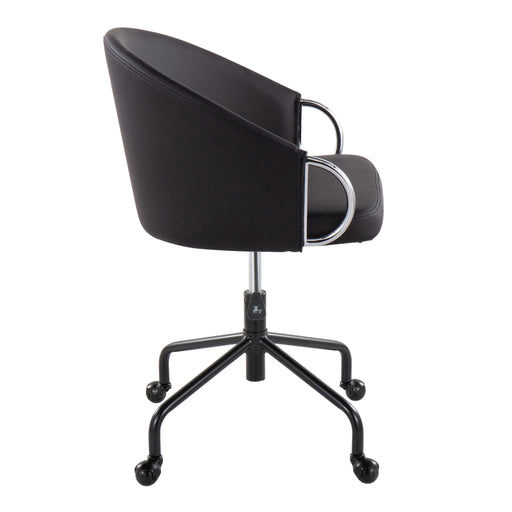 Lumi Source Claire contemporary glam task chair with a sleek black design and cushioned seat, ideal for modern office desks