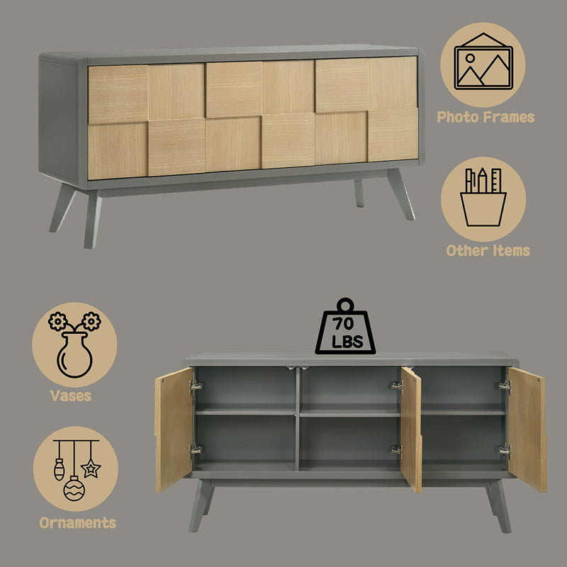 Blayde - Server - Light Gray & Natural - R&R Furniture Gallery (Fountain Valley, CA)