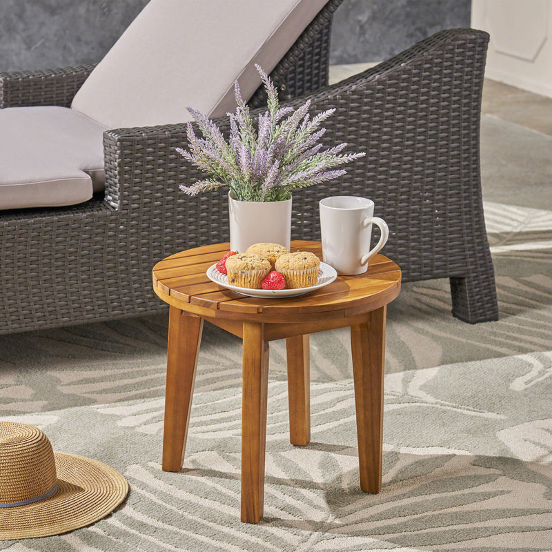 Outdoor Acacia Wood Side Table With Weather Resistance - R&R Furniture Gallery (Fountain Valley, CA)