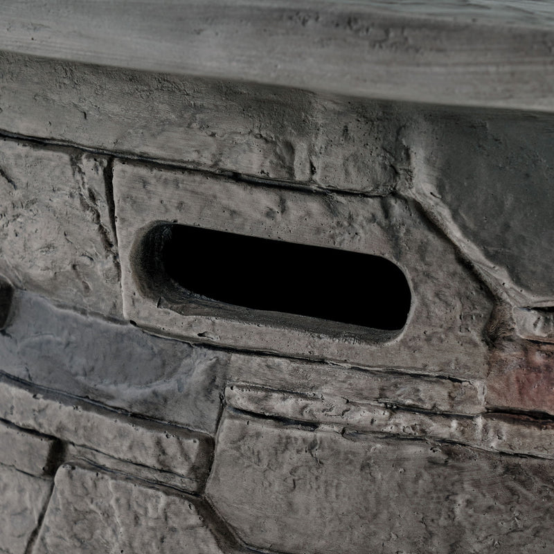 Transitional Outdoor 32" Round Propane Fire Pit Table, Lightweight Concrete Construction - Stone Gray - R&R Furniture Gallery (Fountain Valley, CA)