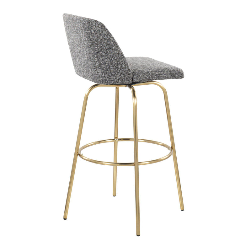 Set of two Lumi Source Toriano contemporary fixed-height barstools with swivel, round footrest, and sleek modern design.