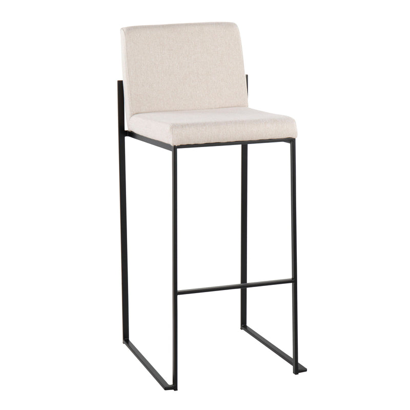 Lumi Source Fuji contemporary high back barstool with elegant design, featuring sleek wood and metal accents, ideal for modern bar areas.