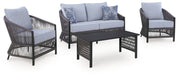 Bridges Beach - Loveseat, Lounge Chairs, Table Set (Set of 4) - Gray - R&R Furniture Gallery (Fountain Valley, CA)