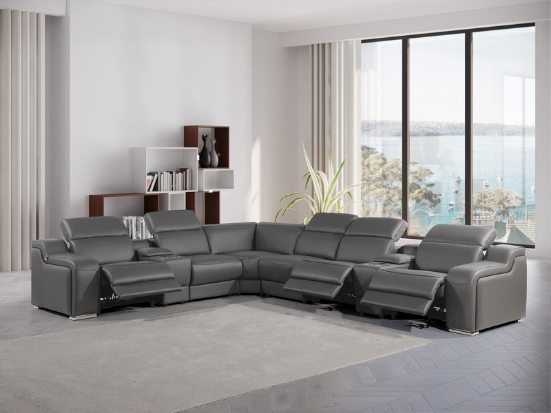 1116 - Power Reclining Italian Leather Sectional - R&R Furniture Gallery (Fountain Valley, CA)