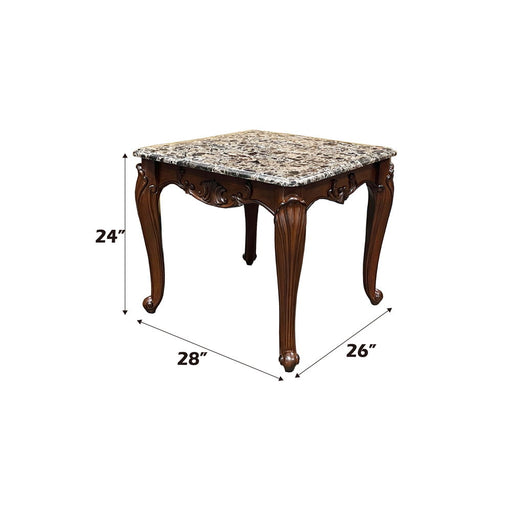 Nayla - End Table - Natural Marble Top & Cherry - R&R Furniture Gallery (Fountain Valley, CA)