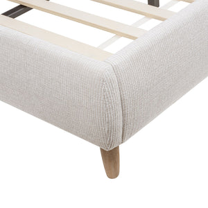 Roman - King Curved Headboard Upholstered Platform Bed - Light Beige