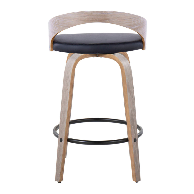 Grotto - Mid Century Modern Fixed Height Counter Stool With Swivel With Round Footrest (Set of 2) - R&R Furniture Gallery (Fountain Valley, CA)