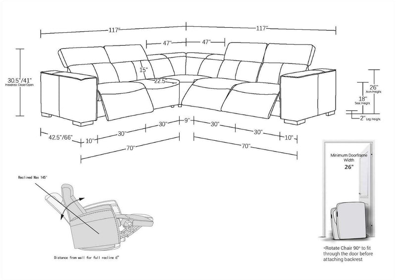 1208 - Leather Reclining Set (Sofa & Loveseat With 4 Power Recliners)