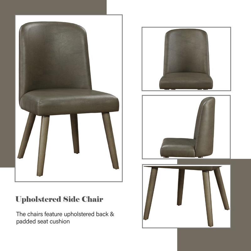 Waylon - Side Chair (Set of 2) - Gray Synthetic Leather & Gray Oak - R&R Furniture Gallery (Fountain Valley, CA)