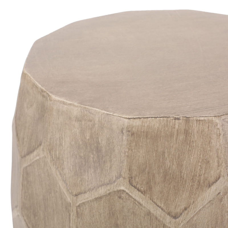 Outdoor lightweight concrete side table from Noble House with natural finish, suitable for patio or garden decor.