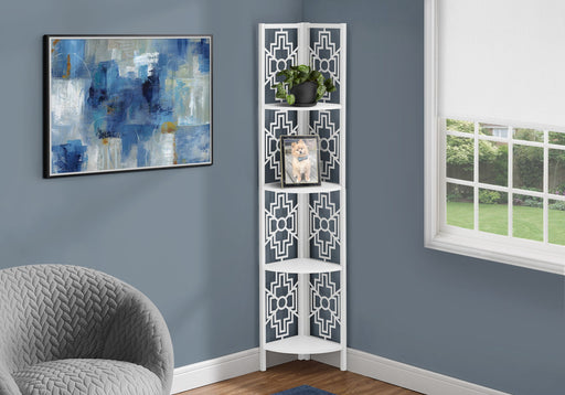 Bookshelf, Bookcase, Etagere, 4 Tier Corner, For Office, Transitional - R&R Furniture Gallery (Fountain Valley, CA)