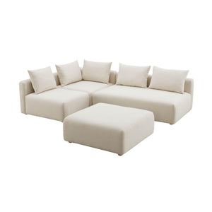 Hangover - 4-Piece Linen Modular Chaise Sectional - Cream - R&R Furniture Gallery (Fountain Valley, CA)