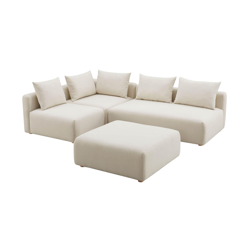 Hangover - 4-Piece Linen Modular Chaise Sectional - Cream - R&R Furniture Gallery (Fountain Valley, CA)