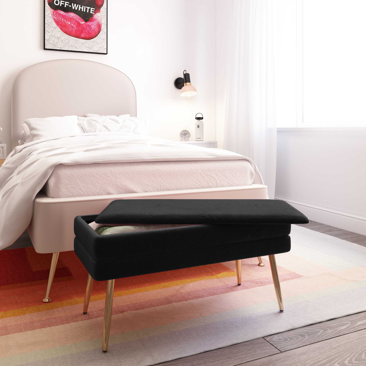 Ziva - Velvet Storage Bench - R&R Furniture Gallery (Fountain Valley, CA)