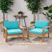 Antoine - Outdoor Acacia Wood Club Chairs With Cushions, (Set of 2) - R&R Furniture Gallery (Fountain Valley, CA)