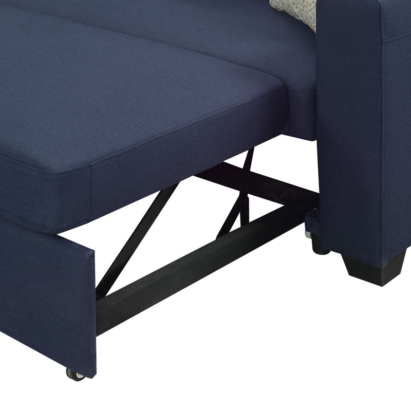 Reversible Sectional With Pop Up Sleeper And Hidden Storage Chaise - Navy - R&R Furniture Gallery (Fountain Valley, CA)