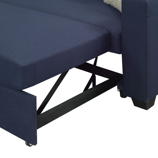 Reversible Sectional With Pop Up Sleeper And Hidden Storage Chaise - Navy - R&R Furniture Gallery (Fountain Valley, CA)