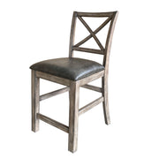 Lodge Dining - Upholstered “X” Back Counter Chair (Set of 2) - Siltstone - R&R Furniture Gallery (Fountain Valley, CA)