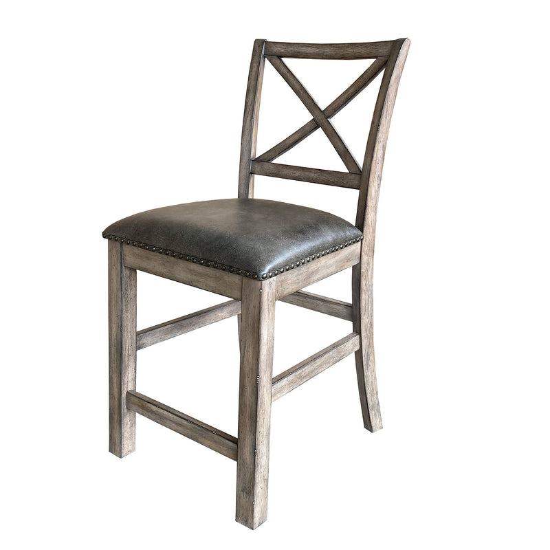 Lodge Dining - Upholstered “X” Back Counter Chair (Set of 2) - Siltstone - R&R Furniture Gallery (Fountain Valley, CA)