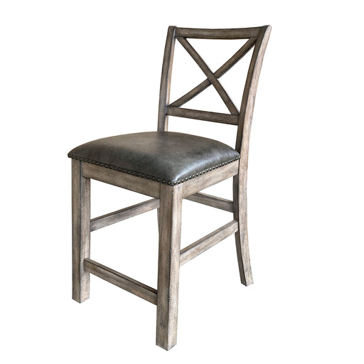 Lodge Dining - Upholstered “X” Back Counter Chair (Set of 2) - Siltstone - R&R Furniture Gallery (Fountain Valley, CA)