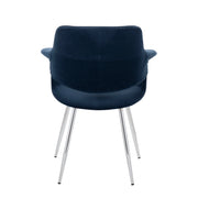 Set of 2 Lumi Source vintage flair art deco accent chairs with chrome legs in yellow, black, blue, or cream upholstery.