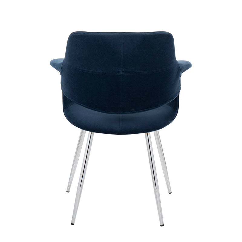 Set of 2 Lumi Source vintage flair art deco accent chairs with chrome legs in yellow, black, blue, or cream upholstery.