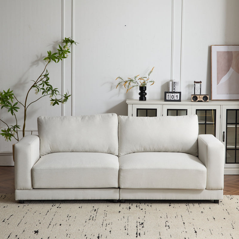 Modern Square Arm Sofa With Soft Fabric Upholstery, Deep Cushions - R&R Furniture Gallery (Fountain Valley, CA)